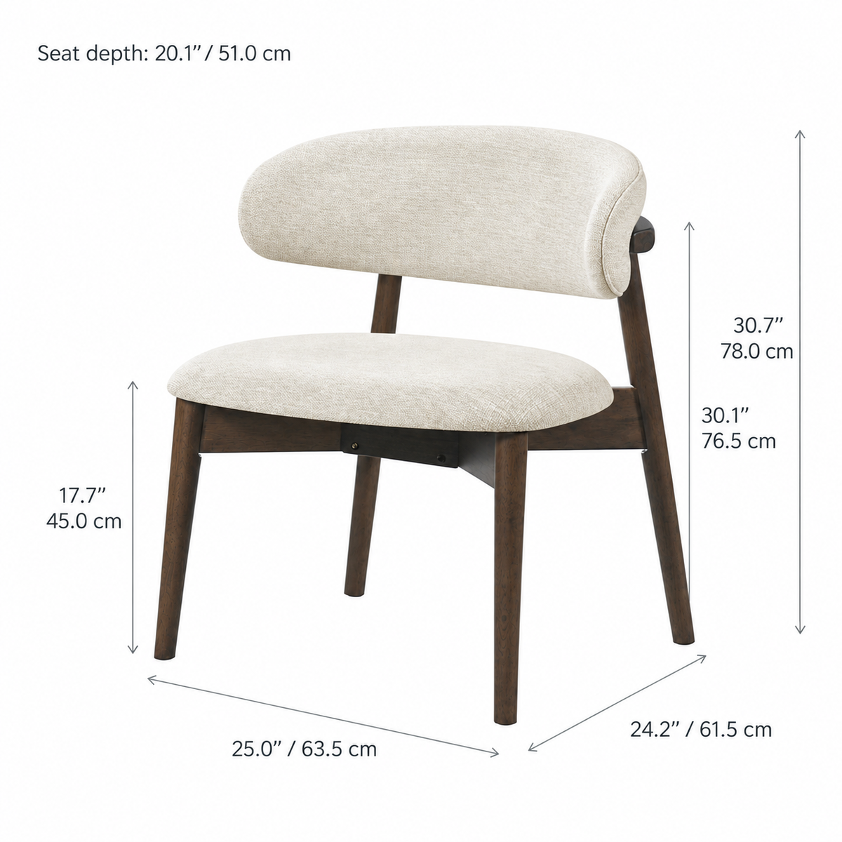 Blush Solid Wood Lounge Chair – Walnut and Heathered Ivory