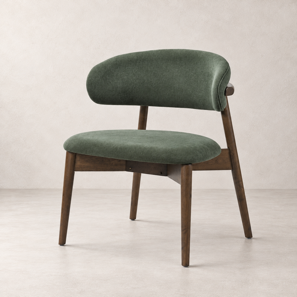 Fauteuil lounge Blush en bois massif – Noyer et vert mousse