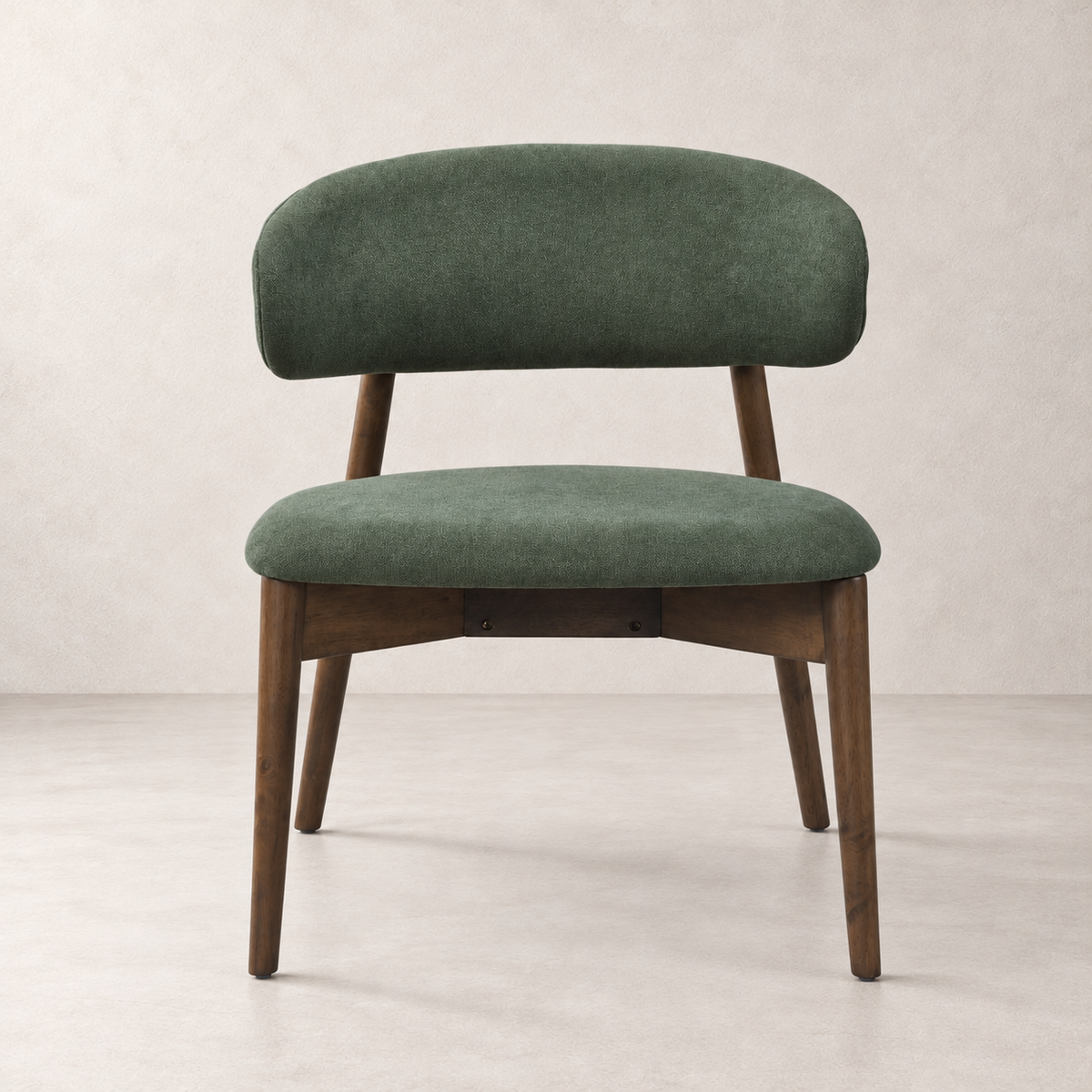 Fauteuil lounge Blush en bois massif – Noyer et vert mousse