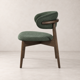 Fauteuil lounge Blush en bois massif – Noyer et vert mousse