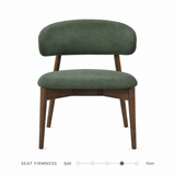 Fauteuil lounge Blush en bois massif – Noyer et vert mousse