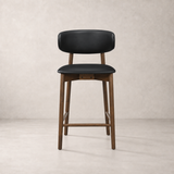 Tabouret de comptoir Blush en bois massif – Noyer et noir
