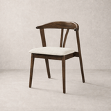 Eliza Solid Wood Dining Chair - Walnut and Heathered Ivory