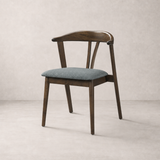 Eliza Solid Wood Dining Chair - Walnut and Textured Slate Grey