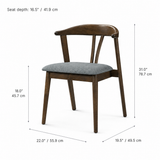 Eliza Solid Wood Dining Chair - Walnut and Textured Slate Grey