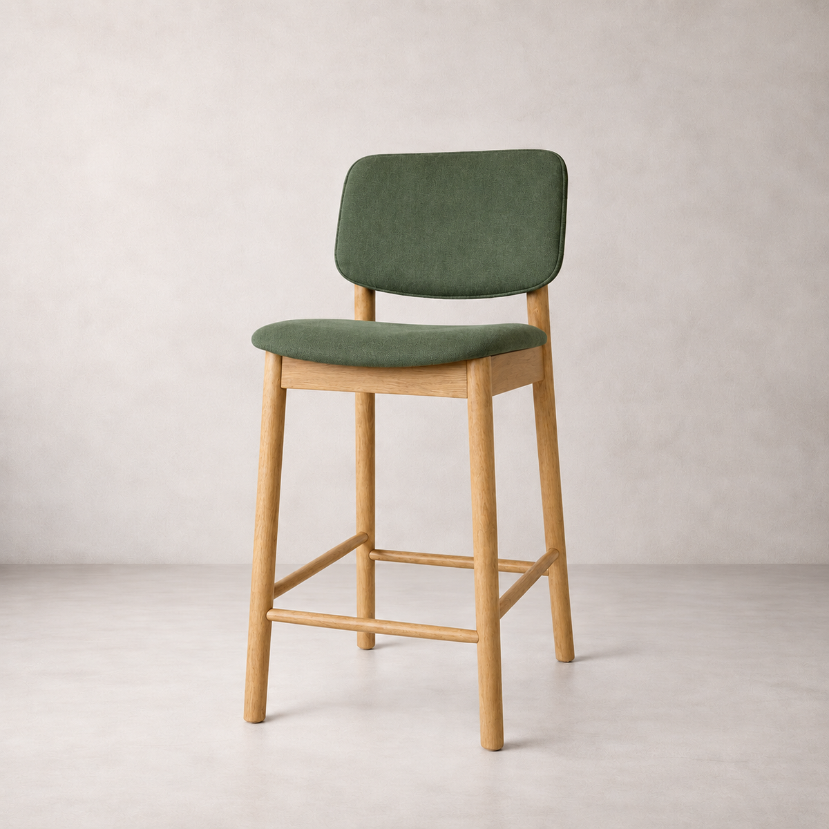 Ivy Solid Wood Counter Stool - Natural Oak and Moss Green