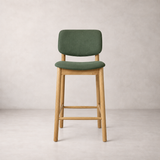 Ivy Solid Wood Counter Stool - Natural Oak and Moss Green