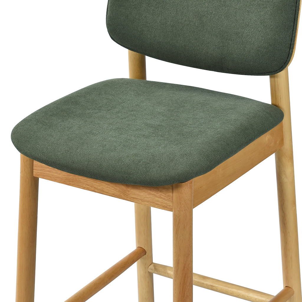 Ivy Solid Wood Counter Stool - Natural Oak and Moss Green