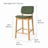 Ivy Solid Wood Counter Stool - Natural Oak and Moss Green