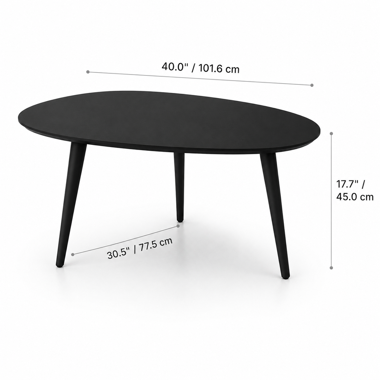 Table basse en bois massif Petal - Noir
