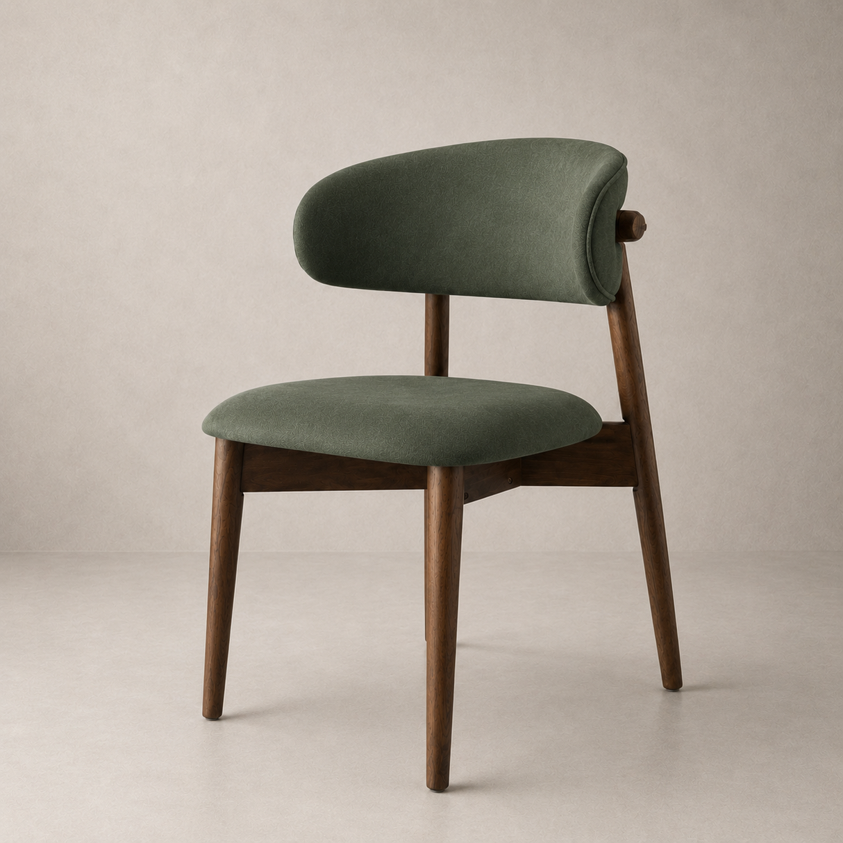 Blush Solid Wood Dining Chair - Walnut and Moss Green