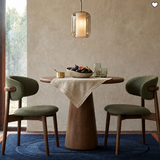 Blush Solid Wood Dining Chair - Walnut and Moss Green