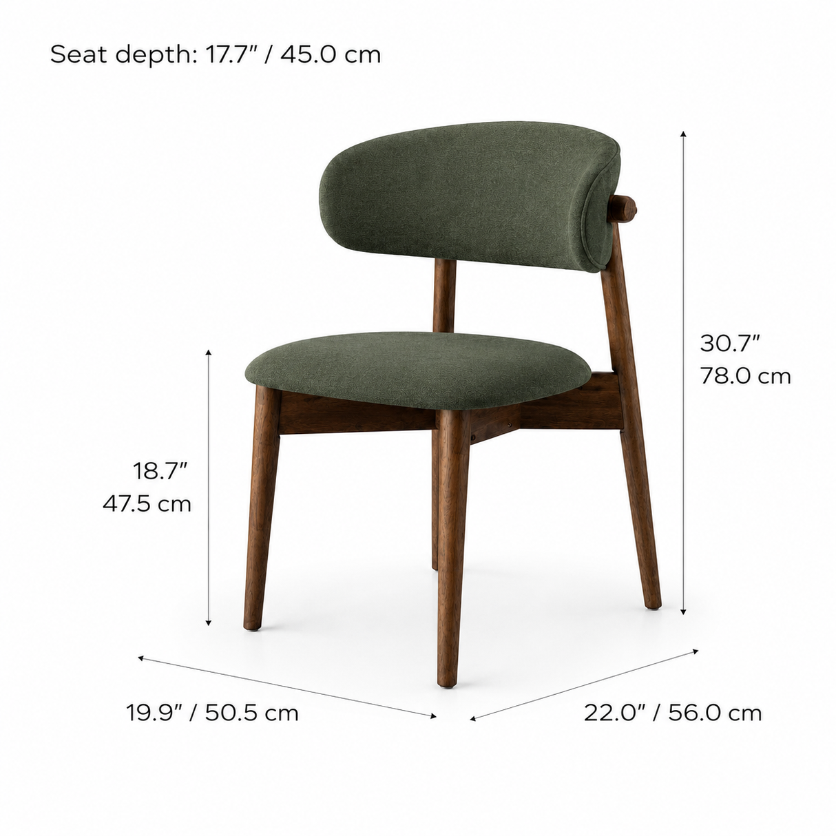 Blush Solid Wood Dining Chair - Walnut and Moss Green