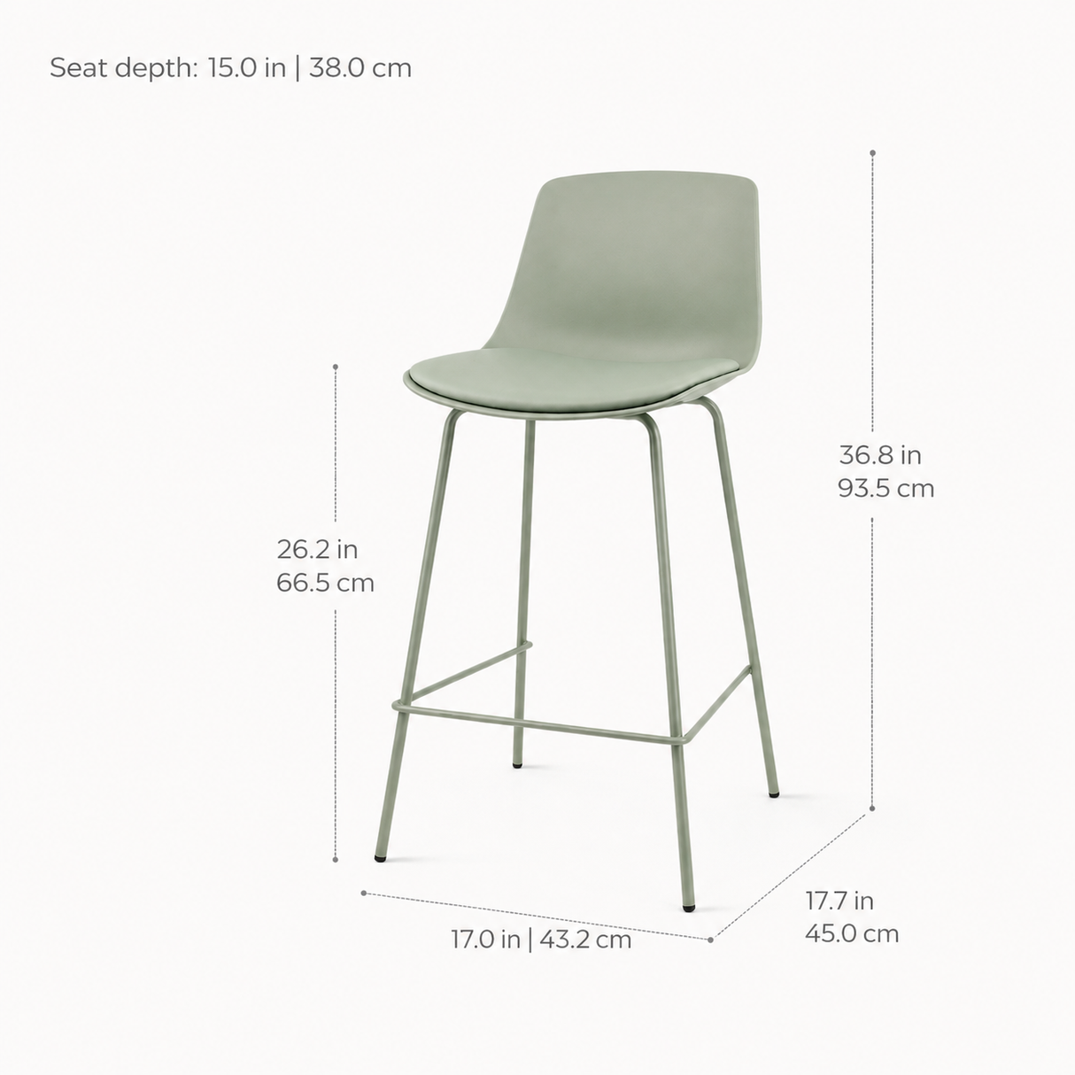 Tabouret de comptoir Agata – Vert nordique