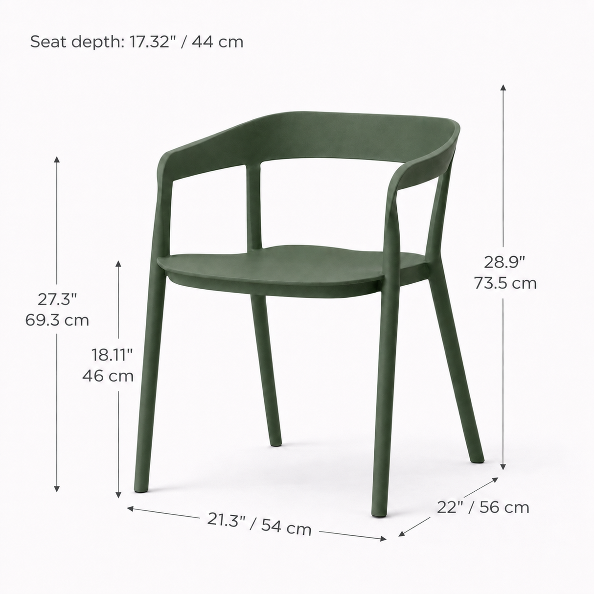 Ridge Stackable Dining Armchair - Juniper Green