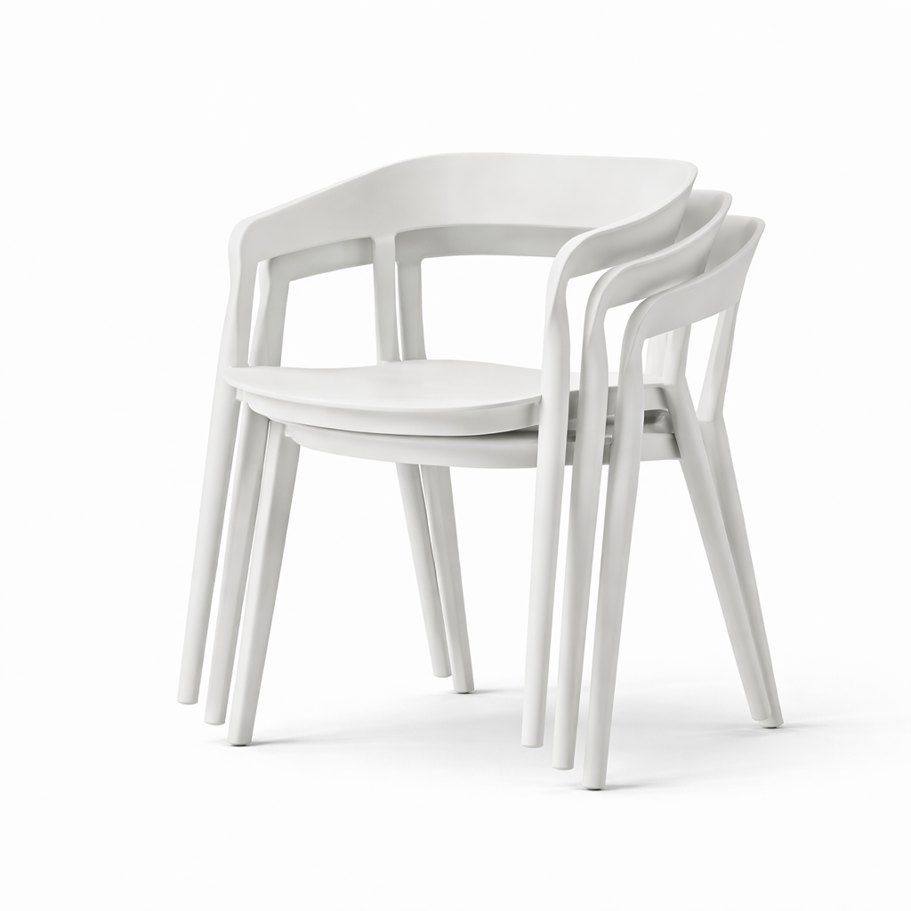 Ridge Stackable Dining Armchair - Nordic White