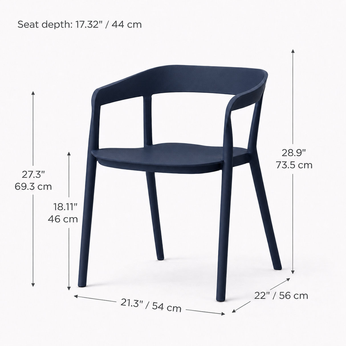 Ridge Stackable Dining Armchair - Midnight Blue