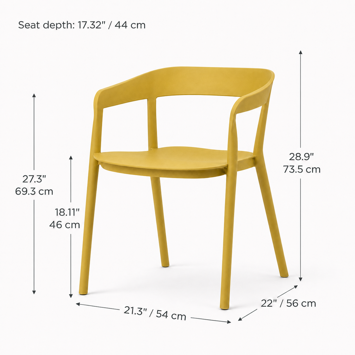 Ridge Stackable Dining Armchair - Ochre Yellow