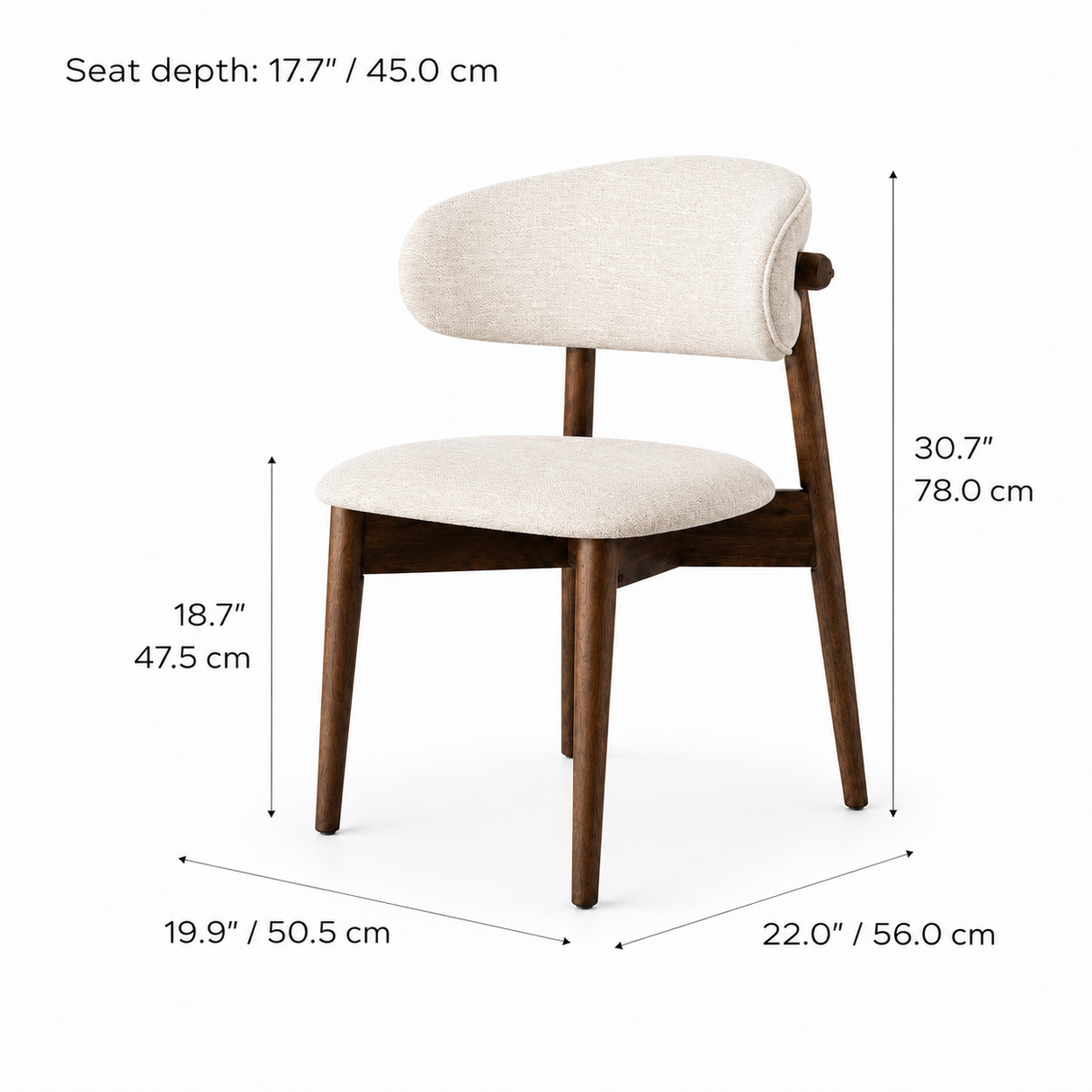 Blush Solid Wood Dining Chair - Walnut and Heathered Ivory