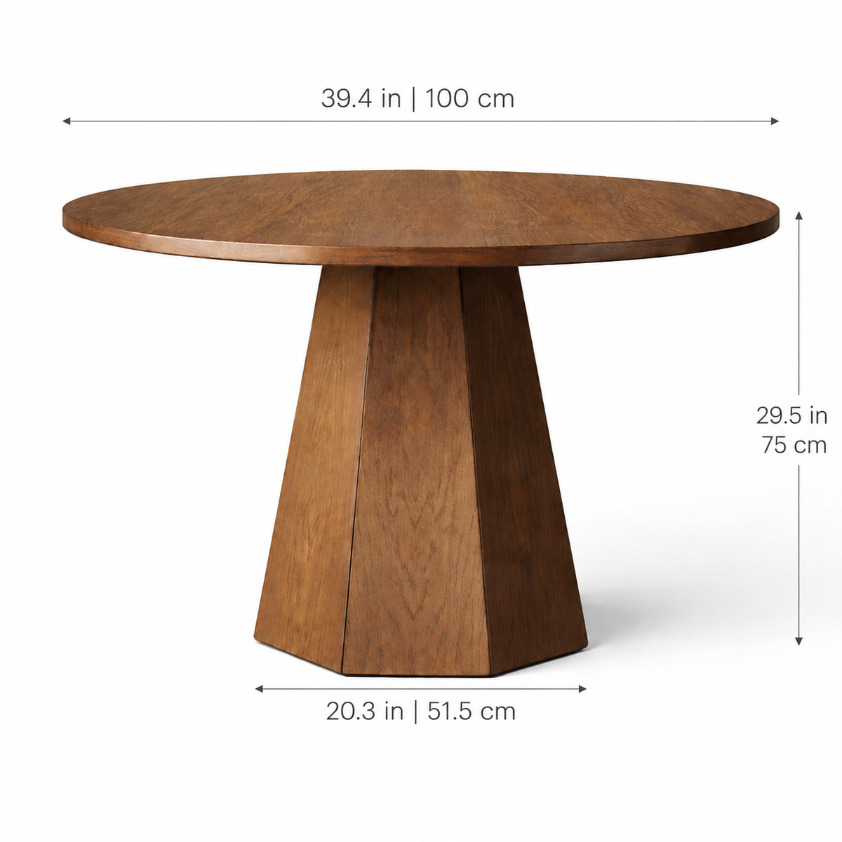 Sidney 39.4" Round Dining Table - Smoked Oak