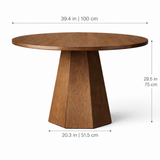Sidney 39.4" Round Dining Table - Smoked Oak