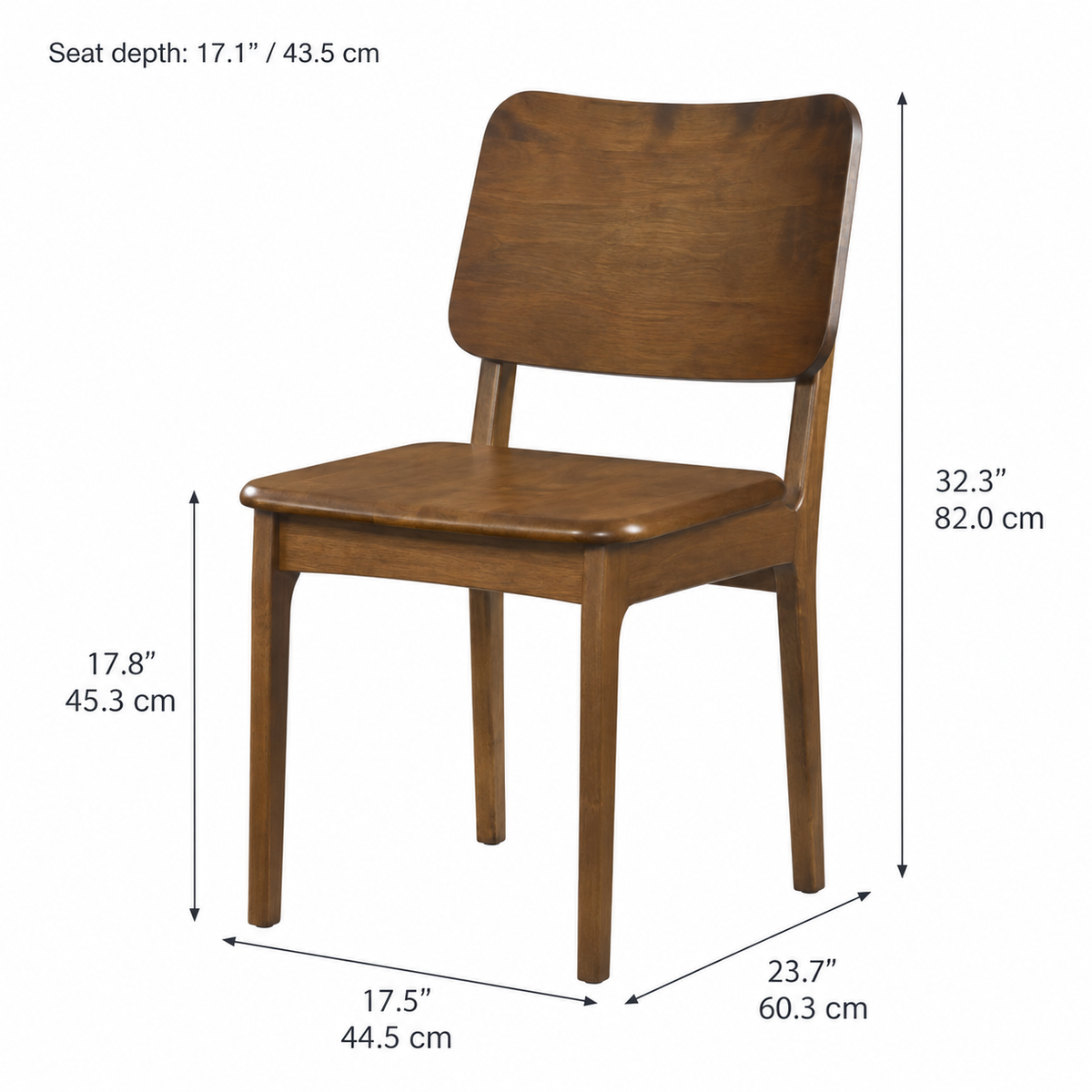 Theo Solid Wood Dining Chair - Smoked Oak