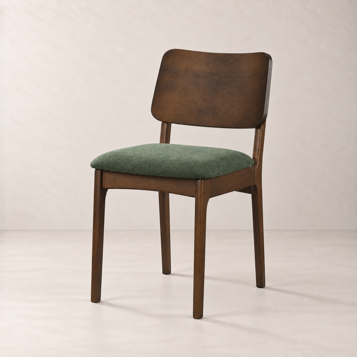 Theo Solid Wood Dining Chair - Walnut and Moss Green