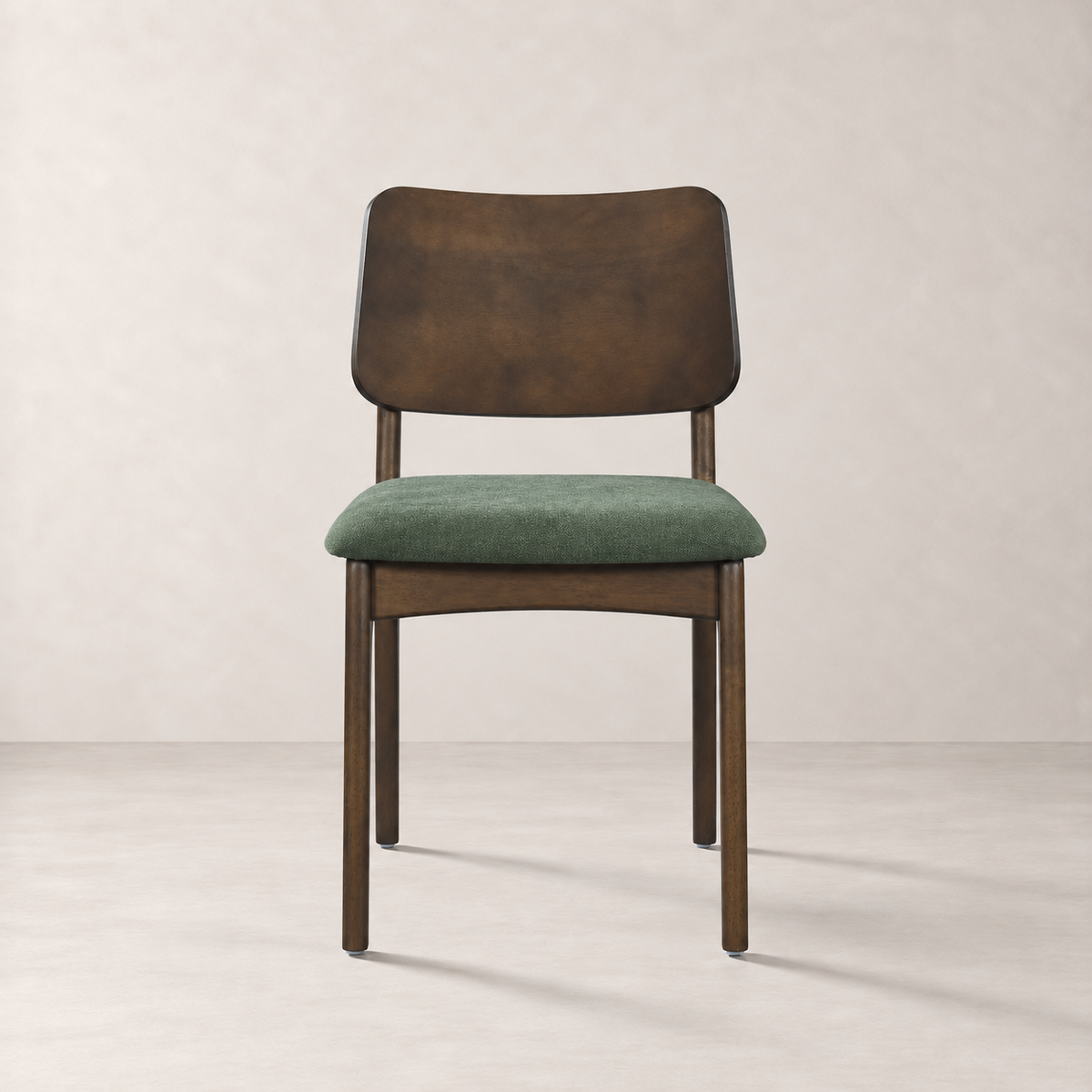Theo Solid Wood Dining Chair - Walnut and Moss Green