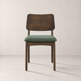 Theo Solid Wood Dining Chair - Walnut and Moss Green