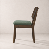 Theo Solid Wood Dining Chair - Walnut and Moss Green