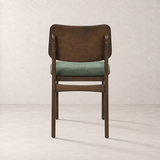 Theo Solid Wood Dining Chair - Walnut and Moss Green