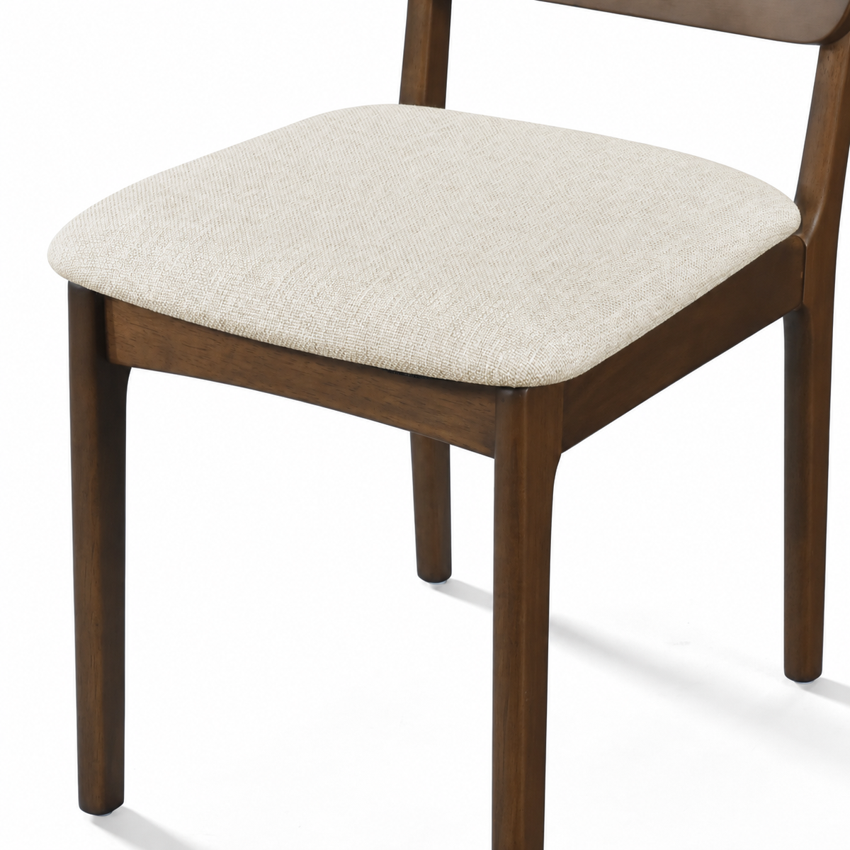 Theo Solid Wood Dining Chair - Walnut and Heathered Ivory