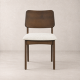 Theo Solid Wood Dining Chair - Walnut and Heathered Ivory