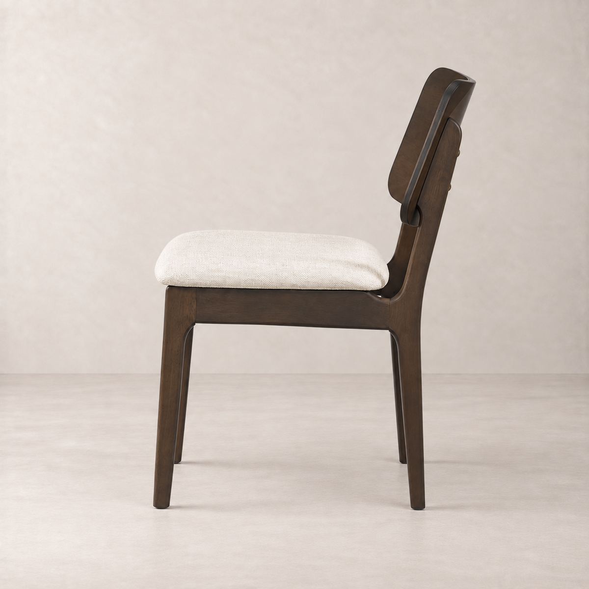 Theo Solid Wood Dining Chair - Walnut and Heathered Ivory