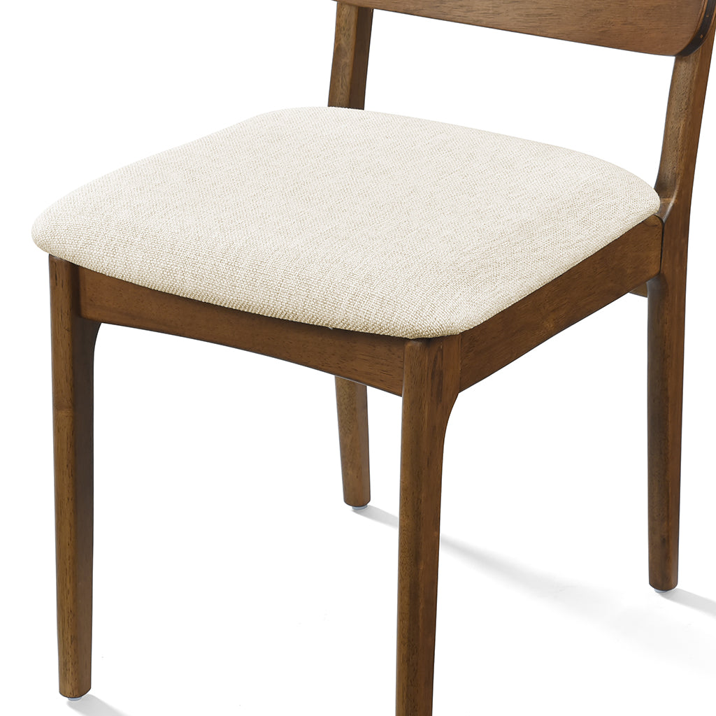 Chaise de salle à manger Theo en bois massif – Chêne fumé et ivoire chiné
