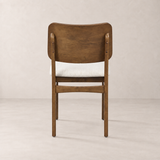 Chaise de salle à manger Theo en bois massif – Chêne fumé et ivoire chiné