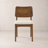Chaise de salle à manger Theo en bois massif – Chêne fumé et ivoire chiné