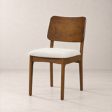 Chaise de salle à manger Theo en bois massif – Chêne fumé et ivoire chiné