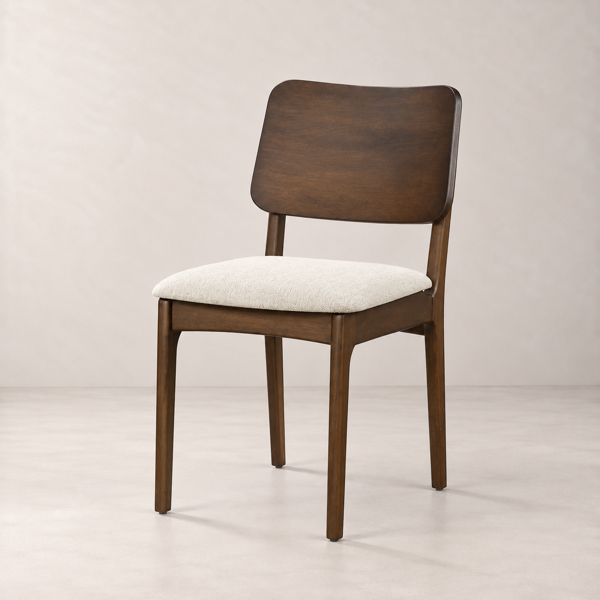 Theo Solid Wood Dining Chair - Walnut and Heathered Ivory