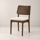 Theo Solid Wood Dining Chair - Walnut and Heathered Ivory