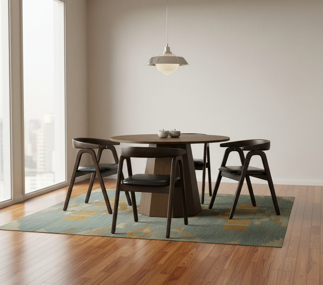 SIDNEY Wood Dining Table, Walnut, 100cm