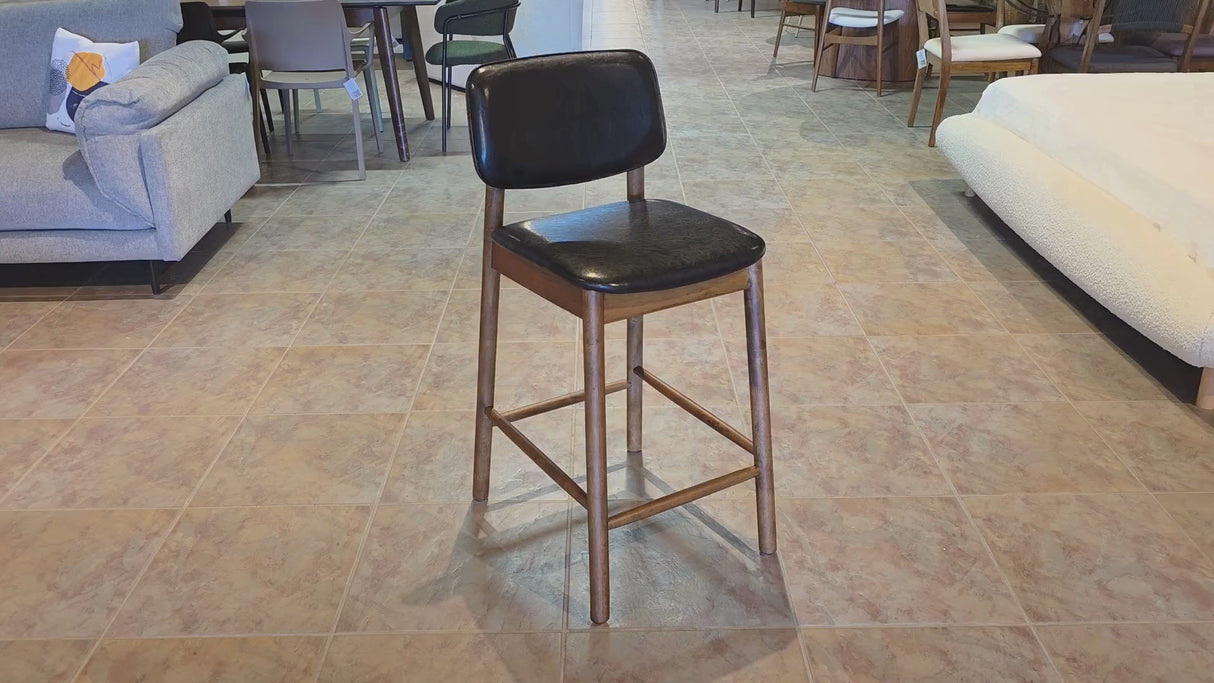 Ivy Solid Wood Counter Stool - Smoked Oak and Black