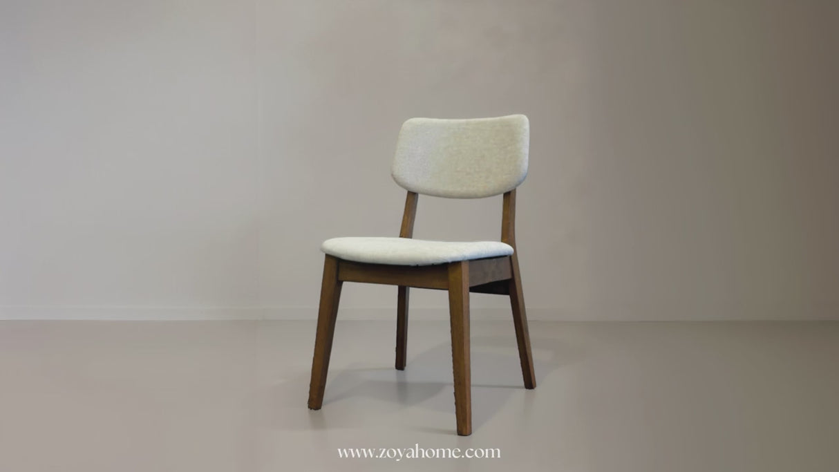 Clara Solid Wood Dining Chair - Natural Oak and Heathered Ivory