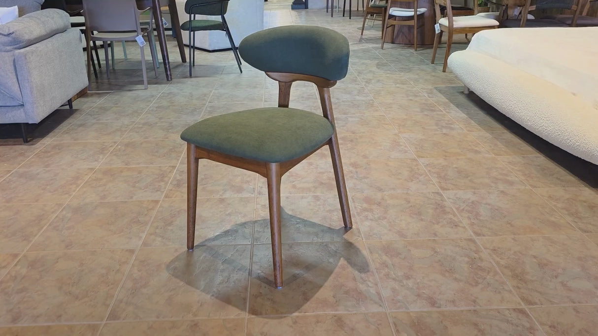 Chaise de salle à manger en bois massif Samantha - Chêne fumé et vert mousse