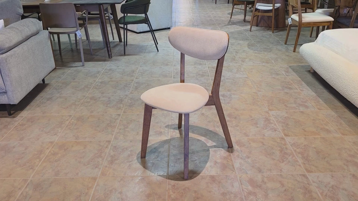 Abby Solid Wood Dining Chair - Smoked Oak and Soft Sand Beige