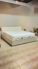 HELSINKI Queen Fabric Bed with Storage, Cream