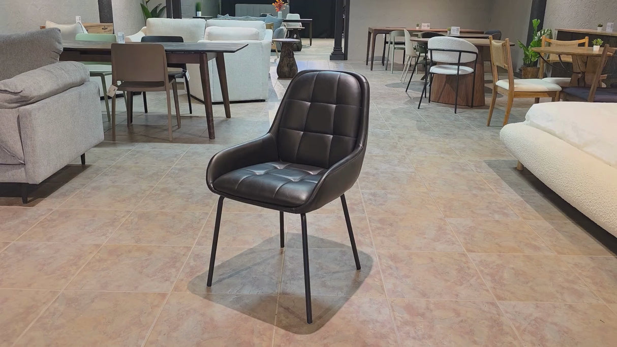 Petra Leather Dining Chair - Black