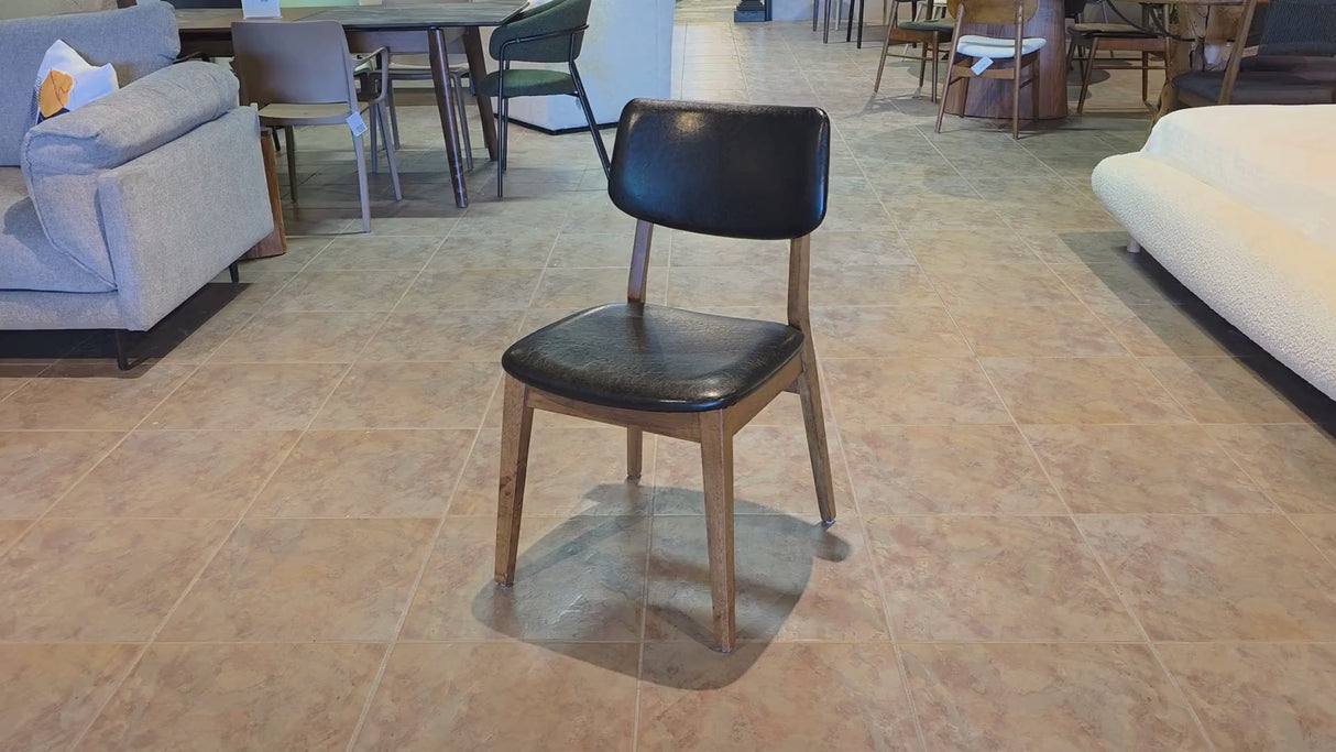 Clara Solid Wood Dining Chair - Smoked Oak and Black