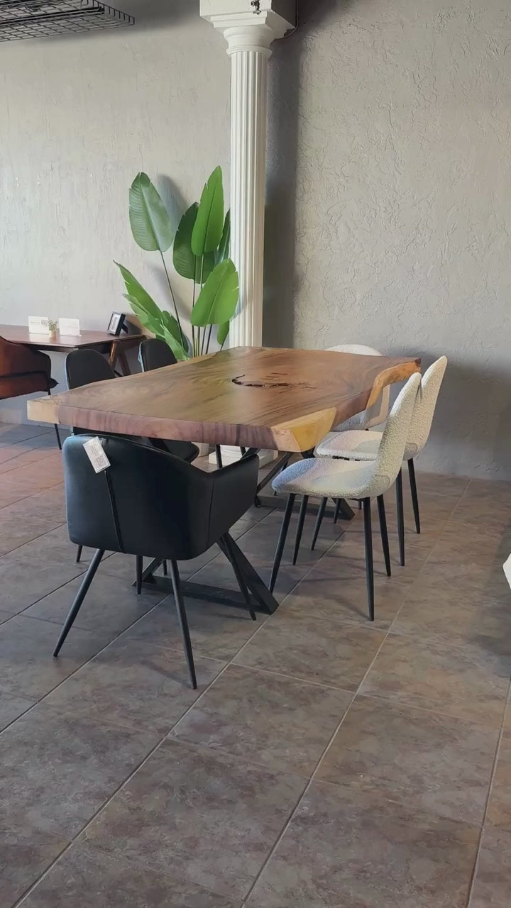 SUAR Live Edge Solid Wood Table, Natural, 70.9", X Cross Legs
