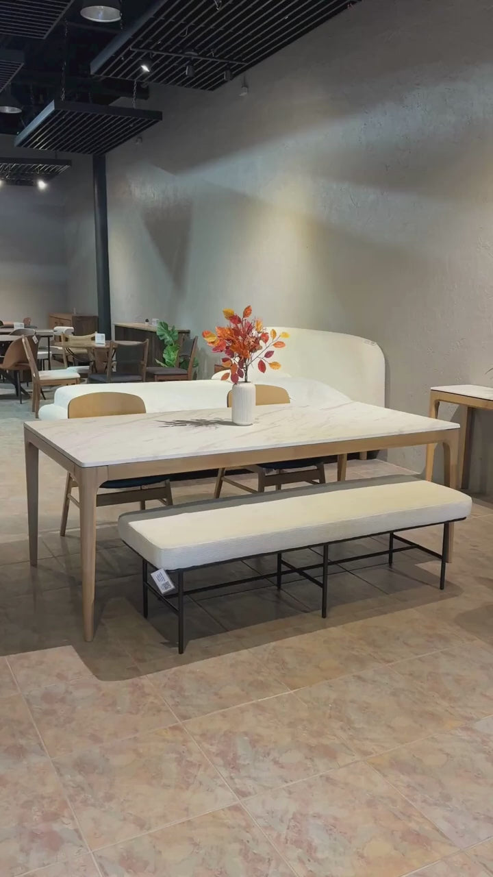 AUDREY Dining Table, White Marble, 78.7"